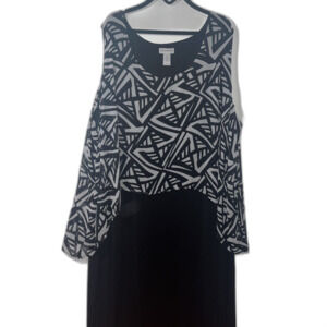 Catherines Maxi Dress Formal Black White Wedding Work Attire Business 5X